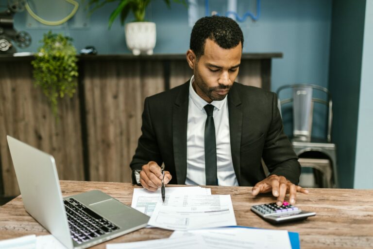 man doing paperwork in the office