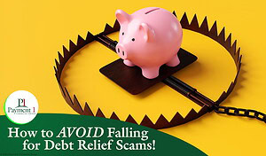 piggy bank on a bear trap indicating a debt relief scam