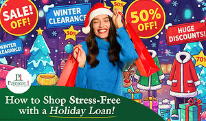 woman shopping for the Christmas holiday season using a personal loan or holiday loan