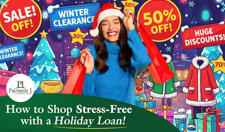 woman shopping for the Christmas holiday season using a personal loan or holiday loan