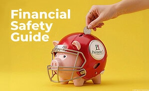 piggy bank in a football helmet signifying financial safety and planning